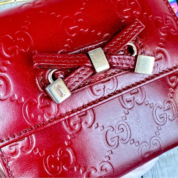 Gucci red leather mini Guccissima wallet crossbody - Picture 4 of 15